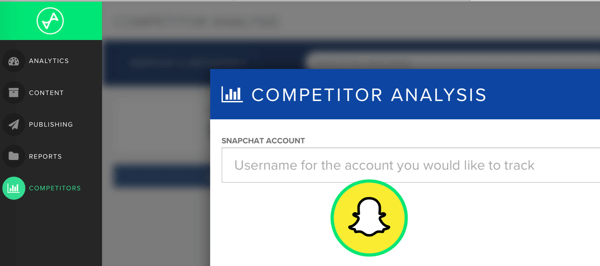Добавьте имя пользователя Snapchat конкурента, которого вы хотите отслеживать в Snaplytics.