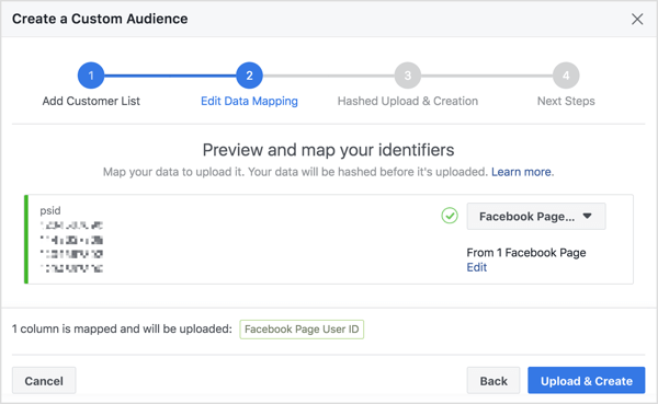Когда вы импортируете список подписчиков ботов Messenger для создания настраиваемой аудитории, Facebook сопоставляет их идентификационный номер пользователя Facebook, который привязан к их профилю.