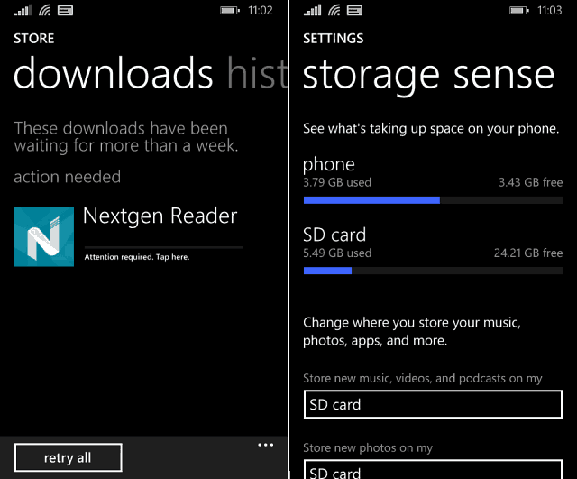 Перемещение приложений с SD-карты на телефон в Windows Phone 8.1