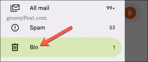 Откройте папку «Корзина» в приложении Gmail на мобильном телефоне.