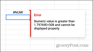 Google Sheets num ошибка слишком велика