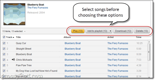 Сортировка и удаление песен в Amazon Cloud PLayer