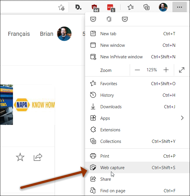 Веб-захват Microsoft Edge