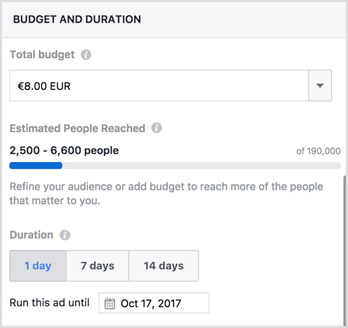 Facebook увеличил бюджет публикации