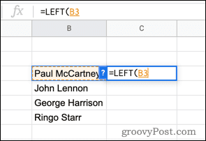 Использование функции ВЛЕВО в Google Sheets