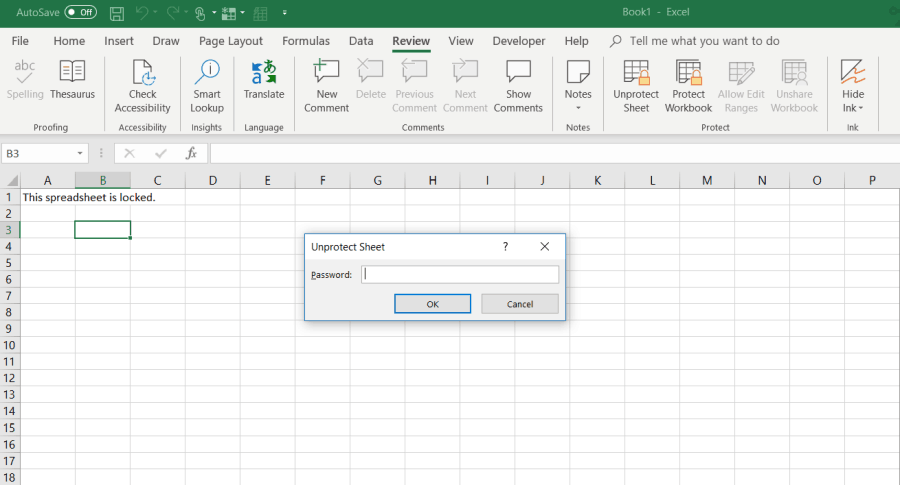 снять защиту листа Excel