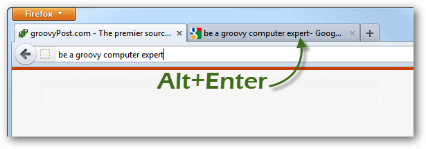 Alt + Enter, чтобы открыть новые вкладки из поиска Firefox