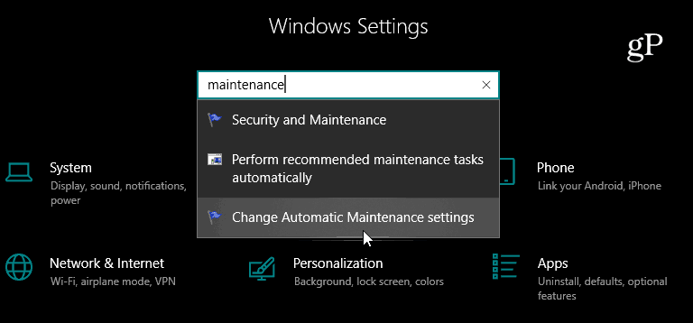 Поиск настроек приложения Windows 10