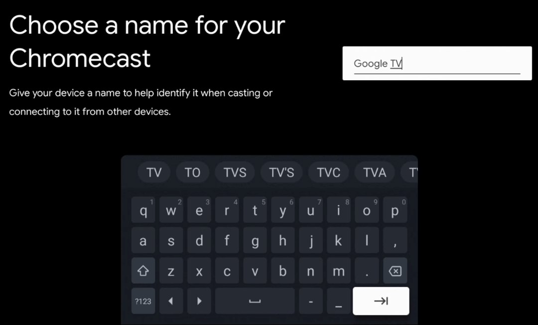 Введите название для Google TV