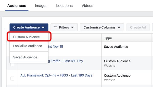 Возможность создать похожую аудиторию Facebook в разделе «Создать аудиторию» в Facebook Ads Manager.