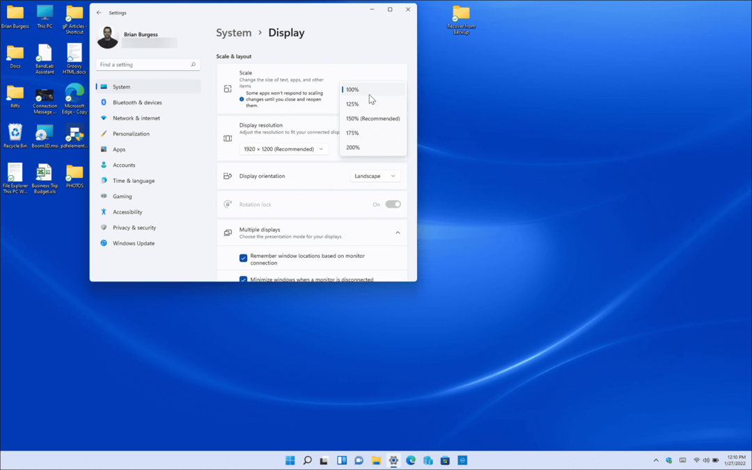 небольшая настройка параметров масштаба дисплея в Windows 11