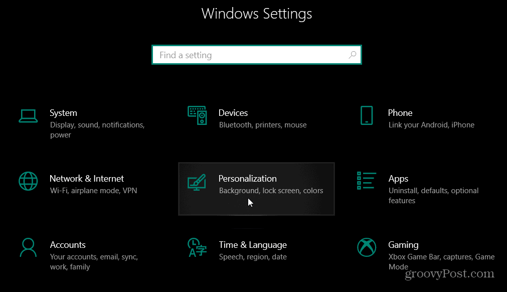 Настройки персонализации Windows 10