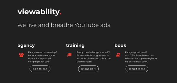 Скриншот веб-сайта рекламного агентства YouTube Viewability.