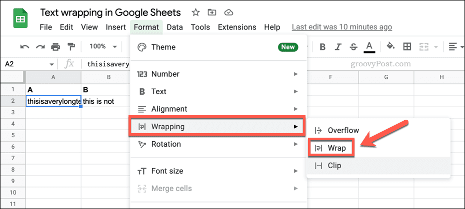 Варианты переноса текста в Google Sheets