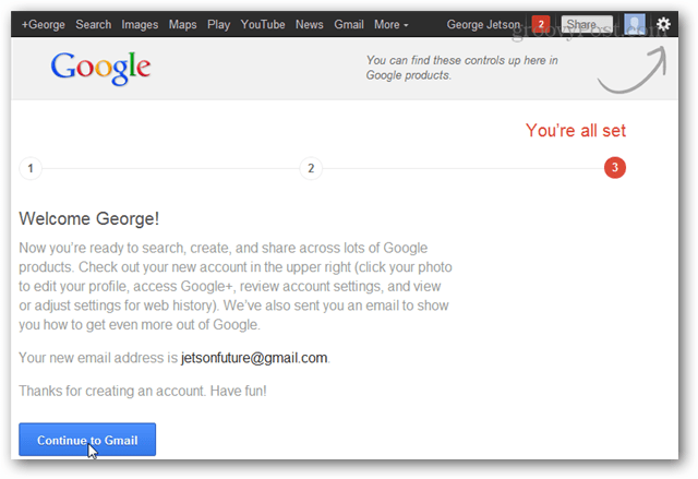 продолжать Gmail