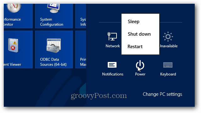 Кнопка питания Windows 8