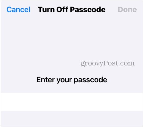 Отключите пароль на вашем iPhone
