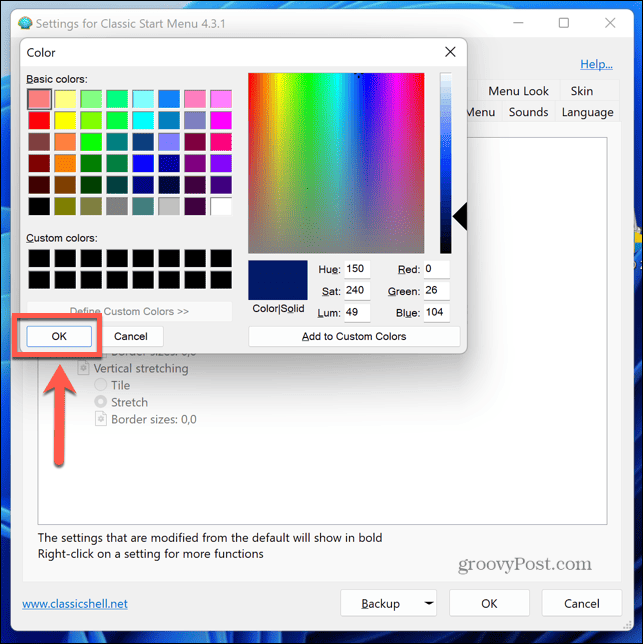 Палитра цветов классической оболочки Windows 11