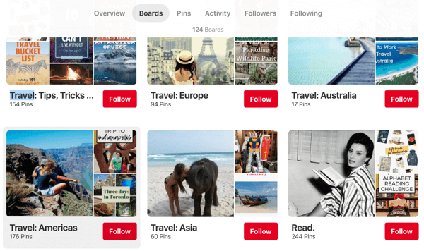 Советы о том, как улучшить охват Pinterest, пример 1, советы путешественникам Endless Bliss Доска объявлений Pinterest, организованный регион