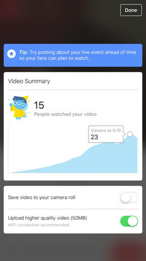 facebook live video insights для страниц