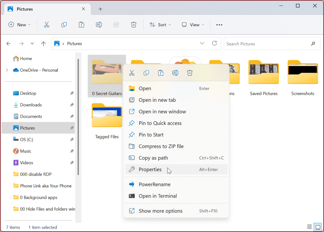 Скрыть файлы и папки в Windows 11