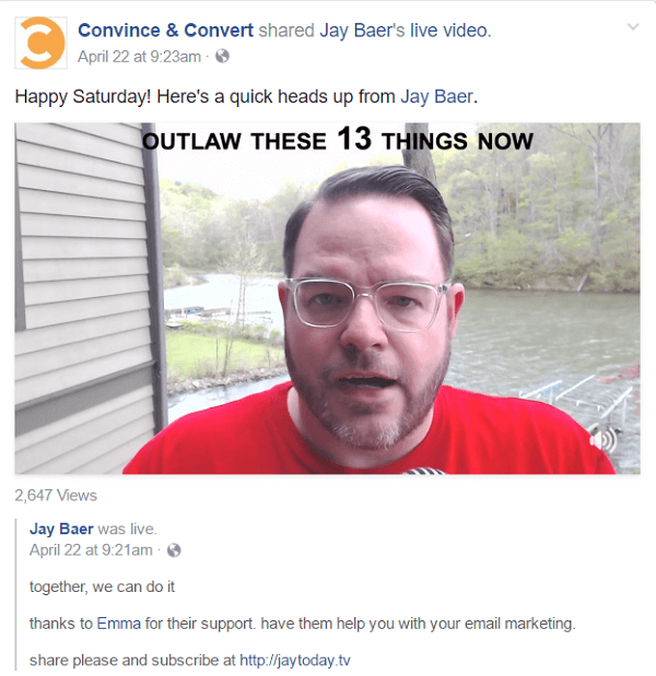 Джей размещает видео для каждой серии Jay Today на четырех различных платформах социальных сетей, а также размещает сообщение в блоге на LinkedIn, Medium и на своем веб-сайте.