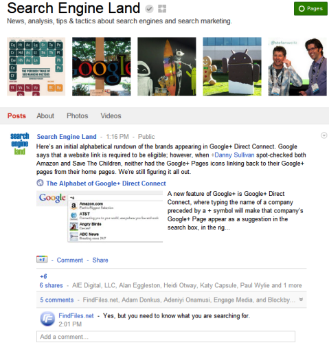 Страницы Google+ - Земля поисковых систем