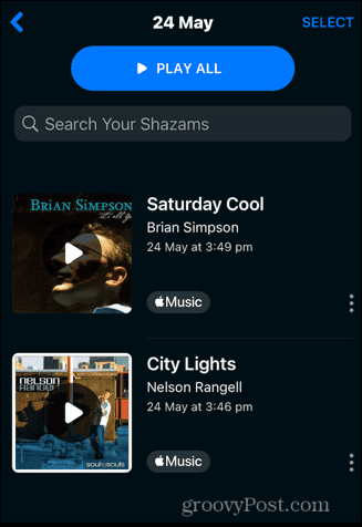 Shazam Auto Shazam список распознанных песен