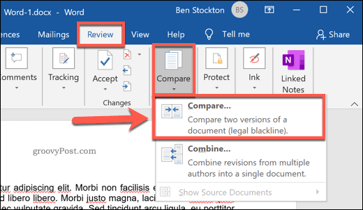 Сравнение двух документов Microsoft Word
