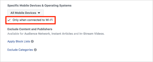 Установите флажок Wi-Fi в разделе "Места размещения".