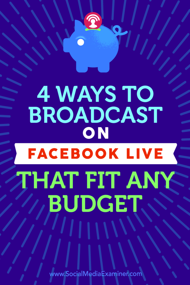 Советы по четырем способам трансляции в Facebook Live, которые подходят для любого бюджета.