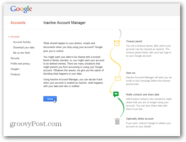Google Inactive Account Manager главная