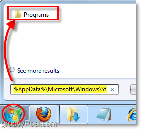 получить доступ к папке меню «Пуск» из меню «Пуск» в Windows 7