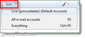 кнопка синхронизации почты Windows Live