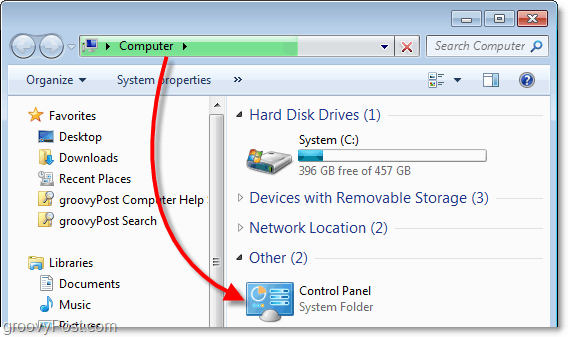 просмотреть панель управления с моего компьютера в Windows 7
