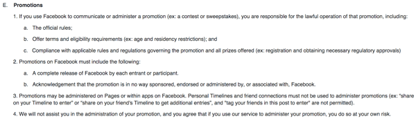 правила и условия использования facebook