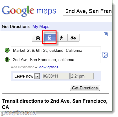 маршруты проезда в Google Maps