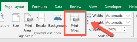Опция Excel Print Tiles