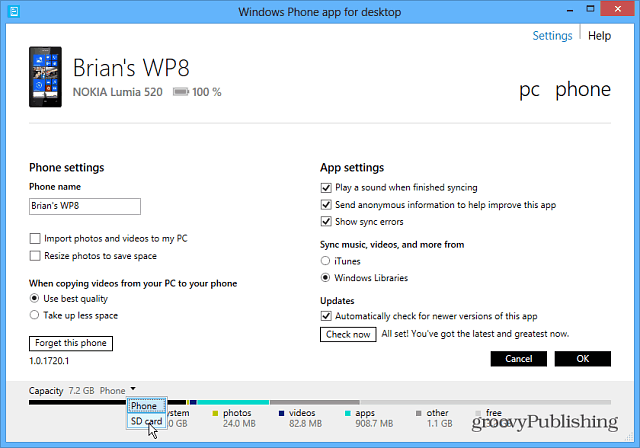 Приложение для Windows Phone для рабочего стола