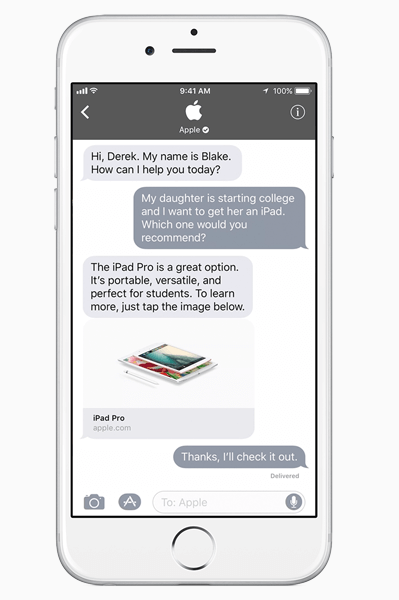 Apple представила Business Chat - новый мощный способ связи предприятий с клиентами в iMessage.