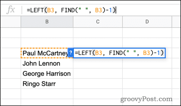 Использование функции ВЛЕВО в Google Sheets