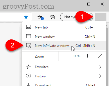 Выберите новое окно InPrivate в Edge