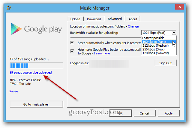 Параметры Music Manager