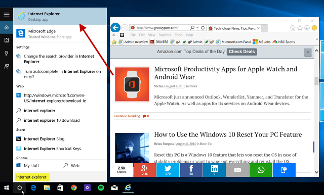 Windows 10 Совет. Найдите и используйте Internet Explorer при необходимости
