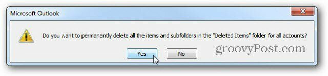 Автоматически очищать удаленные элементы в Outlook 2010 при выходе