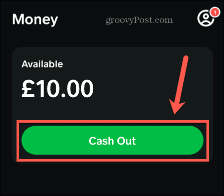 кнопка вывода денег в приложении Cash