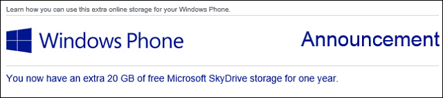 Пользователи Windows Phone получают 20 ГБ бесплатного пространства SkyDrive