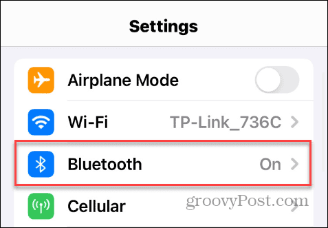 Опция Bluetooth в настройках iOS
