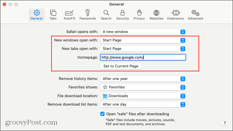 Настройки для открытия новых вкладок или Windows в Safari
