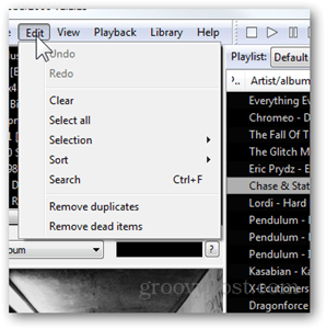 Функции меню редактирования foobar2000 удалить дубликаты удалить мертвые элементы